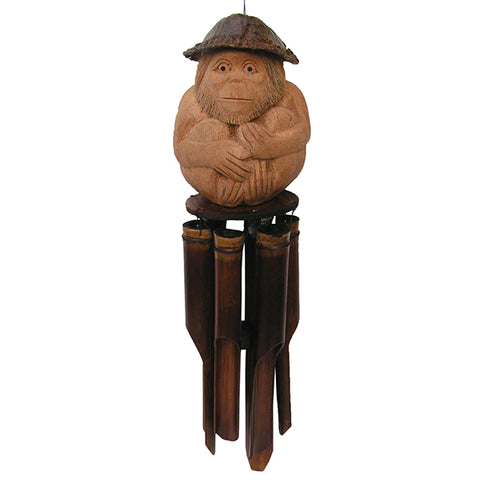 Carved Monkey Bamboo Wind Chime