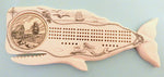 Scrimshaw Whale Cribbage Board w/ Ship and Dock Well Cover