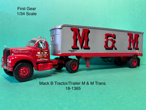 First Gear 1960 Mack Model B-61 Tractor Trailor M&M Transportation