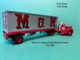 First Gear 1960 Mack Model B-61 Tractor Trailor M&M Transportation