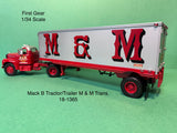 First Gear 1960 Mack Model B-61 Tractor Trailor M&M Transportation