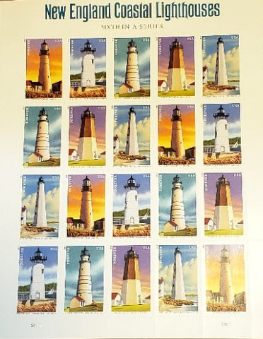 New England Coastal Lighthouse Postage Stamps