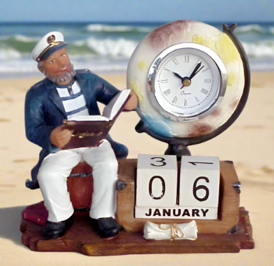 Sea Captain Alarm Clock W/ Perpetual Calendar