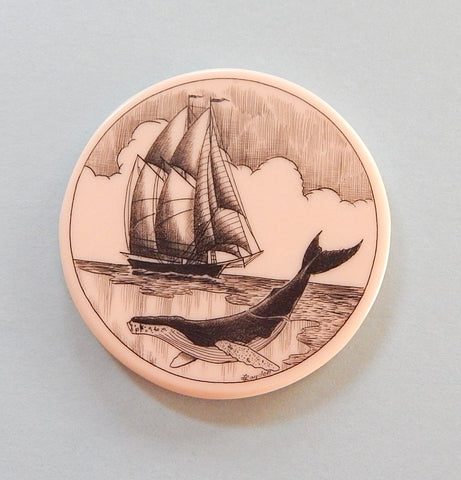 Scrimshaw Whale Ship Magnet