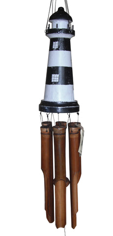 Carved Lighthouse Bamboo Wind Chime
