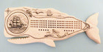 Scrimshaw Whale Cribbage Board w/ Clipper Ship Well Cover