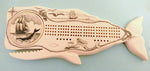 Scrimshaw Whale Cribbage Board w/ Ship and Right Whale Well Cover