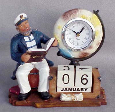 Sea Captain Alarm Clock W/ Perpetual Calendar