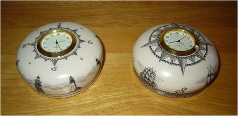 Scrimshaw Paperweight w/ Clock