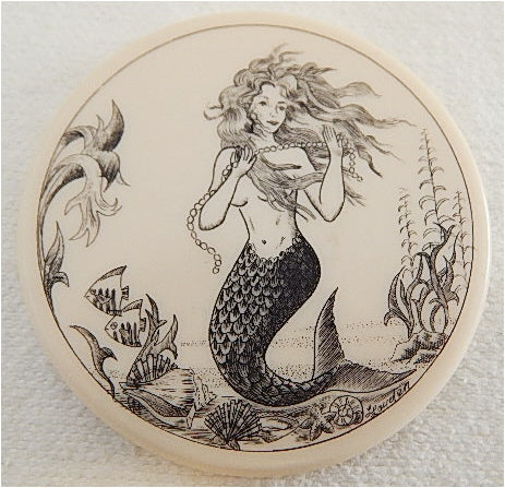 Scrimshaw Mermaid Magnet