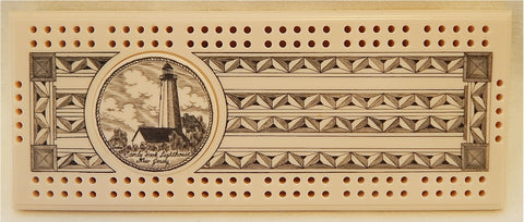 Scrimshaw Sandy Hook Lighthouse Cribbage Board