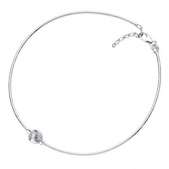 "Beach Collection" Sterling Silver Anklet w/ Swirled Sterling ball & 10" chain
