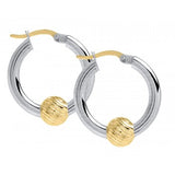"Beach Collection" Sterling Silver 21MM Hoop Earrings W/ 14kt gold swirl ball