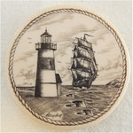 Scrimshaw Tall Ship & Lighthouse Magnet